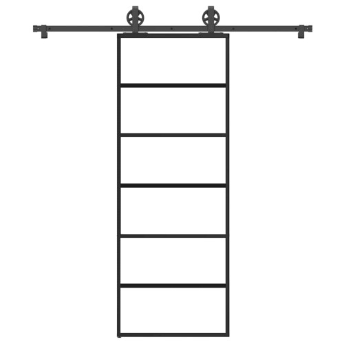 vidaXL Skjutdörr med beslagset ESG glas och aluminium 76x205 cm