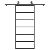 Produktbild för Skjutdörr med beslagset ESG glas och aluminium 90x205 cm