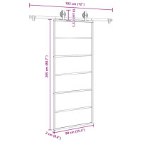 Produktbild för Skjutdörr med beslagset ESG glas och aluminium 90x205 cm