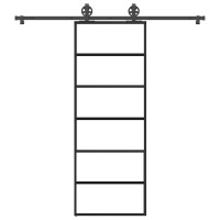 Produktbild för Skjutdörr med beslagset ESG glas och aluminium 76x205 cm