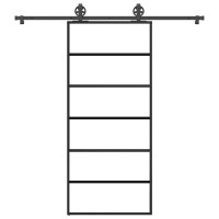 Produktbild för Skjutdörr med beslagset ESG glas och aluminium 90x205 cm