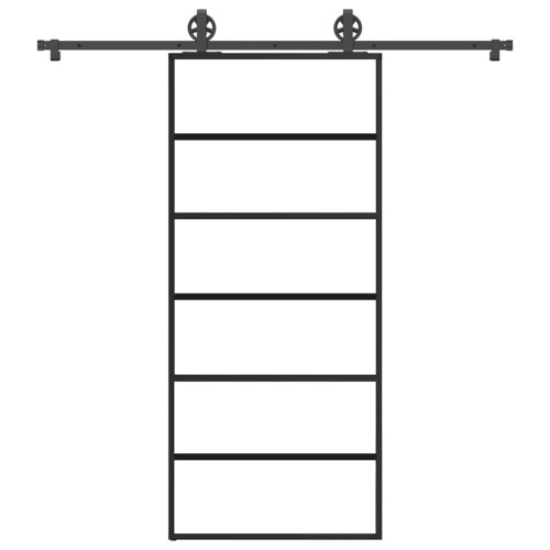 vidaXL Skjutdörr med beslagset ESG glas och aluminium 90x205 cm