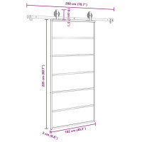 Produktbild för Skjutdörr med beslagset 102x205 cm ESG glas och aluminium