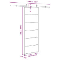 Produktbild för Skjutdörr med beslagset ESG glas och aluminium 76x205 cm