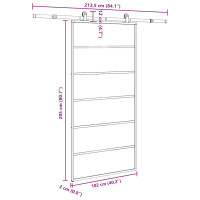 Produktbild för Skjutdörr med beslagset 102x205 cm ESG glas och aluminium