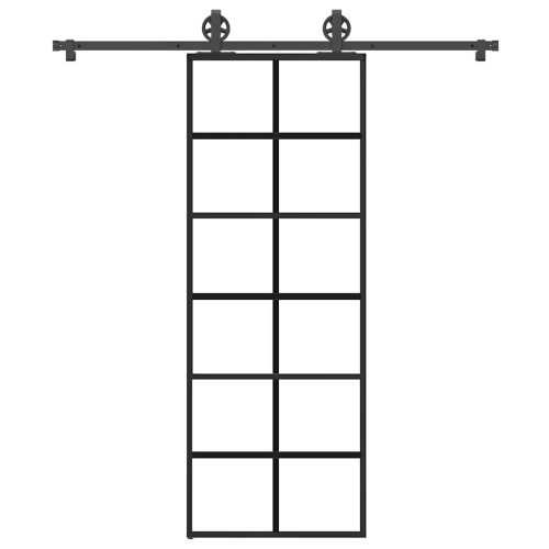 vidaXL Skjutdörr med beslagset ESG glas och aluminium 76x205 cm