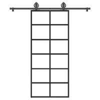 Produktbild för Skjutdörr med beslagset ESG glas och aluminium 90x205 cm