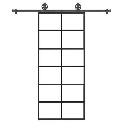 vidaXL Skjutdörr med beslagset ESG glas och aluminium 90x205 cm