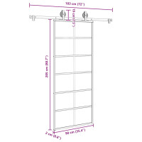 Produktbild för Skjutdörr med beslagset ESG glas och aluminium 90x205 cm