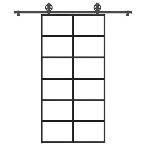 vidaXL Skjutdörr med beslagset 102x205 cm ESG glas och aluminium