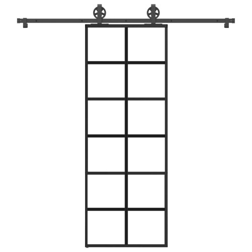 vidaXL Skjutdörr med beslagset ESG glas och aluminium 76x205 cm