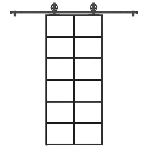 vidaXL Skjutdörr med beslagset ESG glas och aluminium 90x205 cm