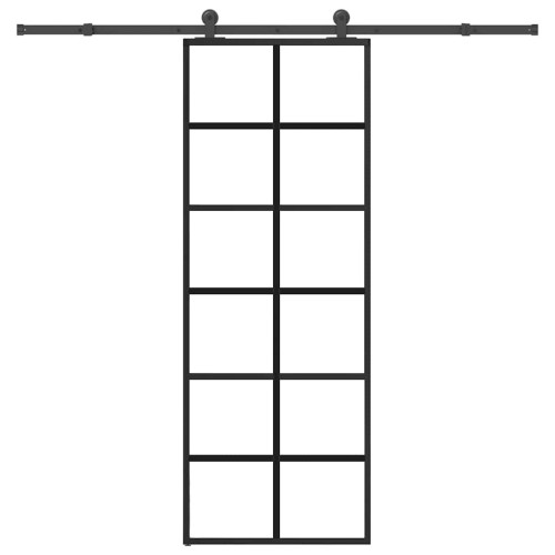 vidaXL Skjutdörr med beslagset ESG glas och aluminium 76x205 cm