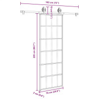 Produktbild för Skjutdörr med beslagset ESG glas och aluminium 76x205 cm