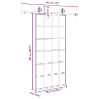 Produktbild för Skjutdörr med beslagset 102x205 cm ESG glas och aluminium