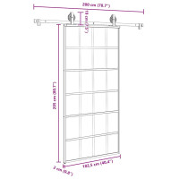 Produktbild för Skjutdörr med beslagset 102x205 cm ESG glas och aluminium