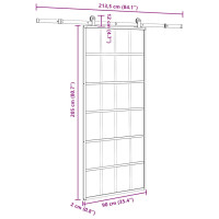 Produktbild för Skjutdörr med beslagset ESG glas och aluminium 90x205 cm