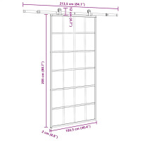 Produktbild för Skjutdörr med beslagset 102x205 cm ESG glas och aluminium