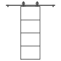 Produktbild för Skjutdörr med beslagset ESG glas och aluminium 76x205 cm