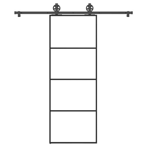 vidaXL Skjutdörr med beslagset ESG glas och aluminium 76x205 cm