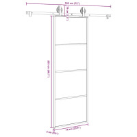 Produktbild för Skjutdörr med beslagset ESG glas och aluminium 76x205 cm