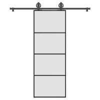 Produktbild för Skjutdörr med beslagset ESG glas och aluminium 76x205 cm