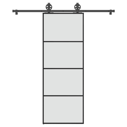 vidaXL Skjutdörr med beslagset ESG glas och aluminium 76x205 cm