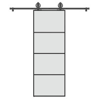 Produktbild för Skjutdörr med beslagset ESG glas och aluminium 76x205 cm