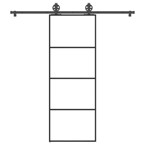 vidaXL Skjutdörr med beslagset ESG glas och aluminium 76x205 cm