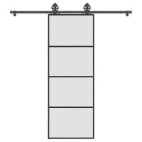 Produktbild för Skjutdörr med beslagset ESG glas och aluminium 76x205 cm