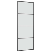 Produktbild för Skjutdörr med beslagset ESG glas och aluminium 76x205 cm