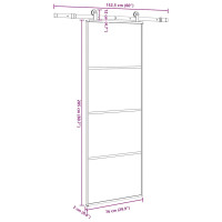 Produktbild för Skjutdörr med beslagset ESG glas och aluminium 76x205 cm