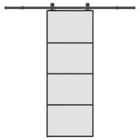 Produktbild för Skjutdörr med beslagset ESG glas och aluminium 76x205 cm