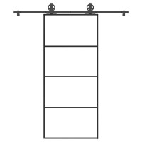 Produktbild för Skjutdörr med beslagset ESG glas och aluminium 90x205 cm