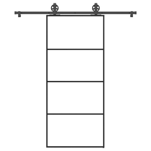 vidaXL Skjutdörr med beslagset ESG glas och aluminium 90x205 cm