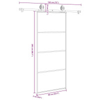 Produktbild för Skjutdörr med beslagset ESG glas och aluminium 90x205 cm