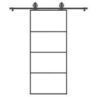 Produktbild för Skjutdörr med beslagset ESG glas och aluminium 90x205 cm