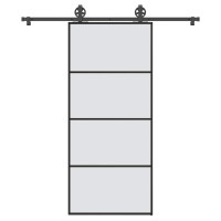 Produktbild för Skjutdörr med beslagset ESG glas och aluminium 90x205 cm