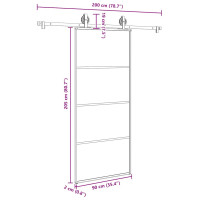 Produktbild för Skjutdörr med beslagset ESG glas och aluminium 90x205 cm