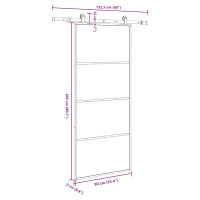 Produktbild för Skjutdörr med beslagset ESG glas och aluminium 90x205 cm