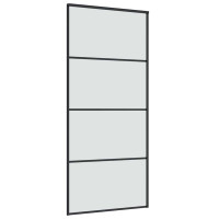 Produktbild för Skjutdörr med beslagset ESG glas och aluminium 90x205 cm