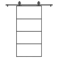 Produktbild för Skjutdörr med hårdvara 102,5x205 cm ESG-glas och aluminium