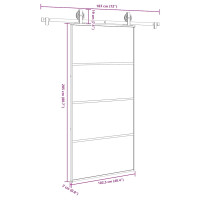 Produktbild för Skjutdörr med hårdvara 102,5x205 cm ESG-glas och aluminium