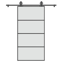 Produktbild för Skjutdörr med hårdvara 102,5x205 cm ESG-glas och aluminium