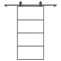 Produktbild för Skjutdörr med hårdvara 102,5x205 cm ESG-glas och aluminium