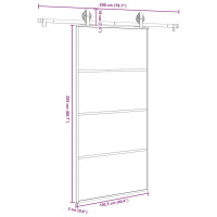 Produktbild för Skjutdörr med hårdvara 102,5x205 cm ESG-glas och aluminium