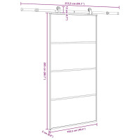 Produktbild för Skjutdörr med hårdvara 102,5x205 cm ESG-glas och aluminium