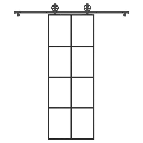 vidaXL Skjutdörr med beslagset ESG glas och aluminium 76x205 cm