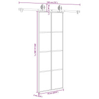 Produktbild för Skjutdörr med beslagset ESG glas och aluminium 76x205 cm