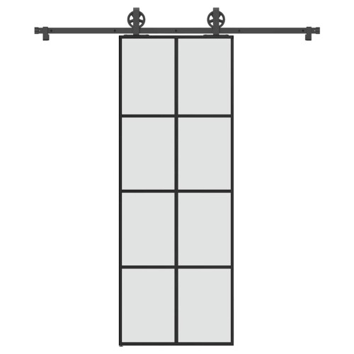 vidaXL Skjutdörr med beslagset ESG glas och aluminium 76x205 cm